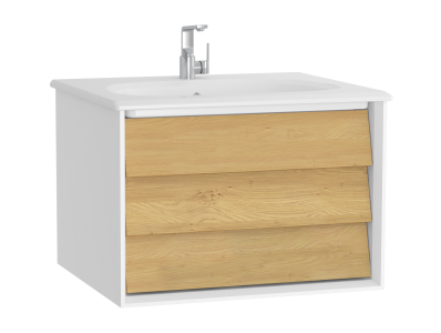 Frame Washbasin Unit, 60 cm, with 1 drawer, with White washbasin, Matte White